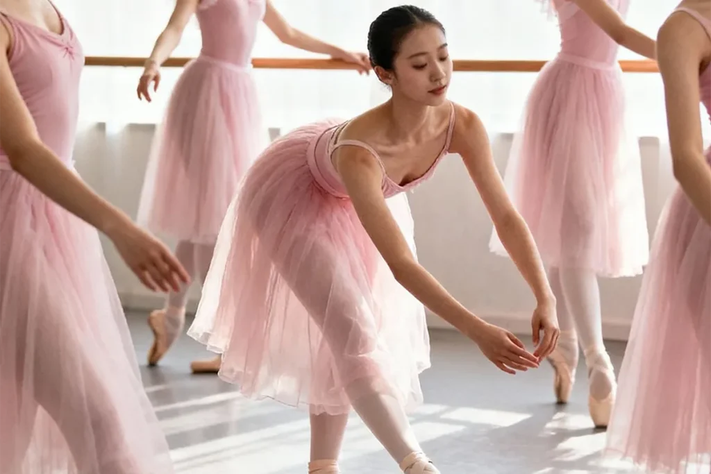 Bailarinas en posiciones clásicas de ballet